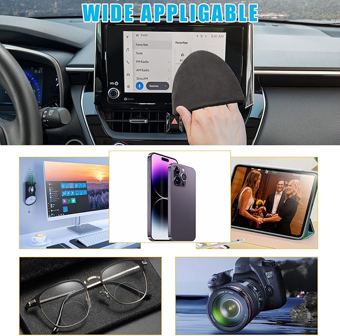Car Screen Cleaner, 4.72×3.93" Triangle Microfiber Auto Screen Cleaning Pad, Foldable Touch Screen Cleaner Cloth for Vehicle Dashboard LCD Display, Interior Car Accessories