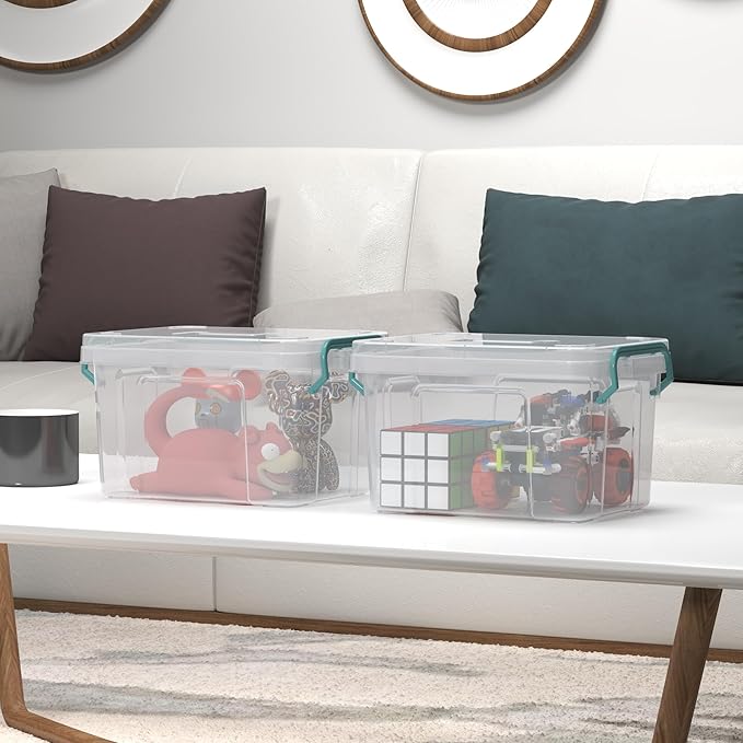 7 Pack Small Storage Bins Plastic Storage Container Stackable Box with Lids,with Handle Clear Plastic Container for Suitable for storing snacks, tools, cosmetics, toys