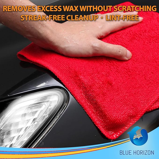 Microfiber Cleaning Towels, Pack of 24, Ultra Soft Plush Washcloth, All Purpose Premium Microfiber Detailing Cleaning Cloths Shop Towels(16" x 16", Navy Blue)