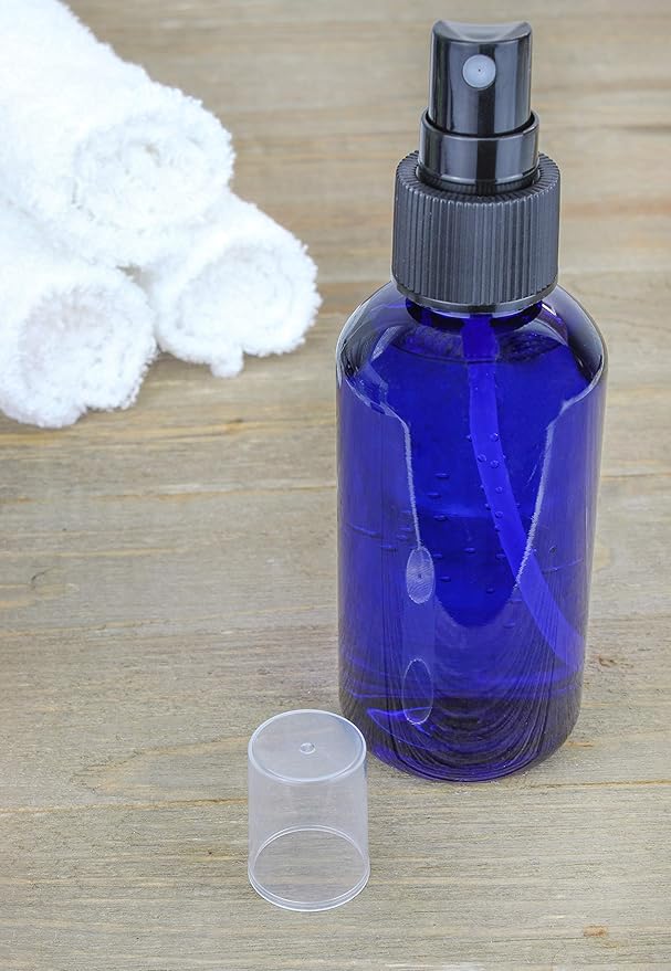 Cornucopia Brands 4oz Blue PLASTIC Fine Mist Spray Bottles (Pack of 12) BPA-Free Plastic Spritzer Bottles, Labels Included; PET #1 Plastic Bottles