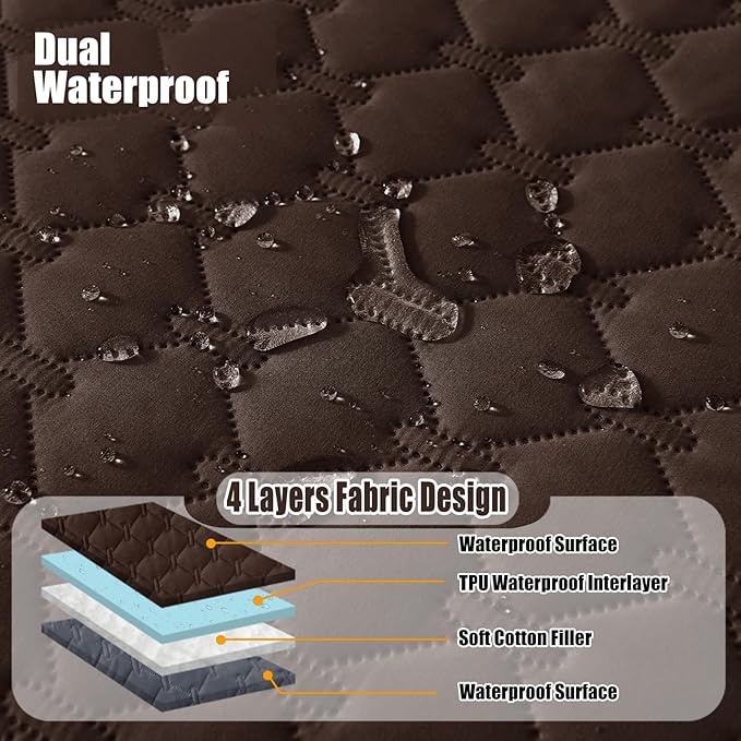 Smiry Waterproof Dog Bed Cover Blanket, Soft Reversible Pet Blanket, Washable Leakproof Cats Dogs Couch Cover for Sofa, Couch, Furniture, Plaid (82x102 Inch, Chocolate/Dark Grey)