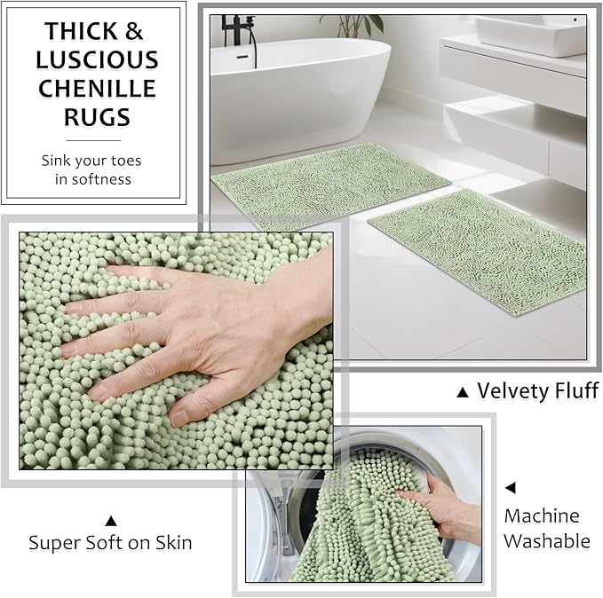Light Green Bathroom Sets with Shower Curtain and Rugs, 8-Piece Resin Bathroom Accessories Sets Complete, Soap Dispenser, Toothbrush Holder, Tumbler, Tray & Apothecary Jars Bathroom Essentials