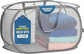 Foldable Laundry Basket - Popup and Collapsible, Durable Mesh Material, Folds for Storage, Easy Carry Handles - Great Hamper for College Dorm, Laundry Room or Travel (Grey, 2-Compartments)