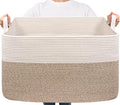 Goodpick Extra Large Woven Blanket Basket, 23.6" x 15.7" x 13.8" Storage Organizer for Blankets, Toys, Dirty Clothes, Rectangle Cotton Rope Basket for Living Room, Nursery, Bedroom