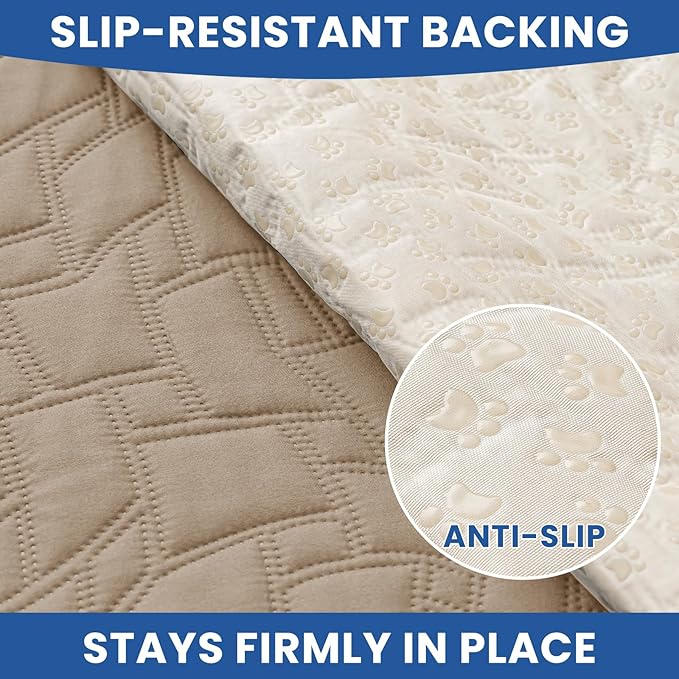 Waterproof Dog Bed Cover, Non-Slip Dog Blanket for Couch, Couch Covers for Dogs Washable, Pet Blanket for Furniture, Pet Bed Mat for Sofa, Car, Pet Supplies (40x50 Inch, Khaki)