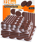 Felt Furniture Pads 224 PCS, 10 Sizes, Felt Pads for Chair Legs, Suitable for Round and Square Chair Legs, to Prevent Scratches, Reduce Noise and Protect The Floor (Brown)