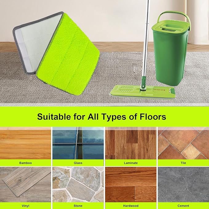 Replacement Microfiber Mop Pads for Libman Rinse 'n Wring Mop and Bucket System, Washable Reusable Wet & Dry Cleaning Refill Head for Multi-Surface Floor-12 Pack