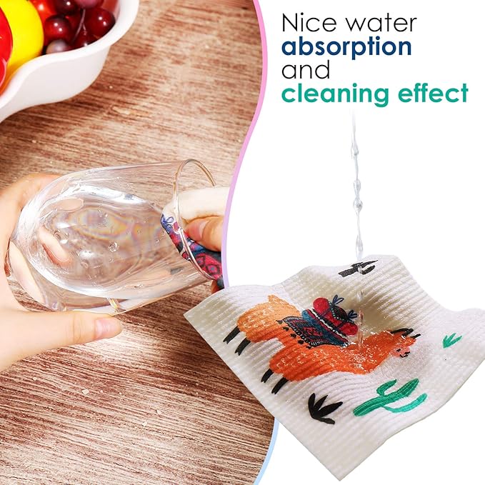 6 Pcs Swedish Kitchen Dish Towels - Absorbent Dish Cloths, Quick Drying, Washable Cleaning Wipes, No Odor Hand Towel (Alpaca)