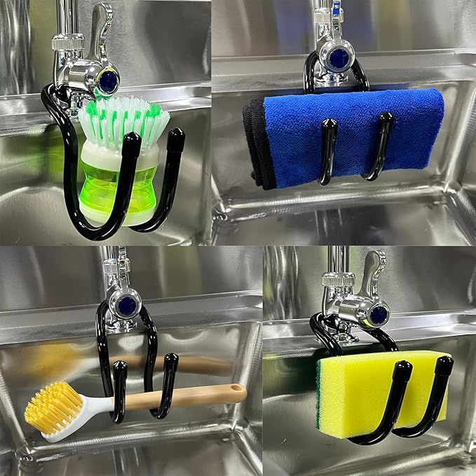 2 Pack Hanging Rustproof Sink Caddy & Sponge Holder, Adjustable Kitchen Dish wand Sink Caddy Organizer for Sponge, Dish brush, Scrubber -Easy to clean and dry - No brush,No sponges