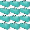 Cosy Family 12 Pack Heavy Duty Extra Large Moving Bags with Backpack Straps - Strong Handles & Zippers, Storage Totes For Space Saving, Fold Flat, Alternative to Moving Box, Aquamarine