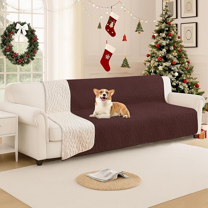 Waterproof Dog Blanket, Non-Slip Soft Pet Bed Cover, Couch Cover for Dogs Washable, Protects Sofa, Furniture, Crate, Car, Tear Resistant Leakproof Pet Blanket (68x82 Inch, Coffee)