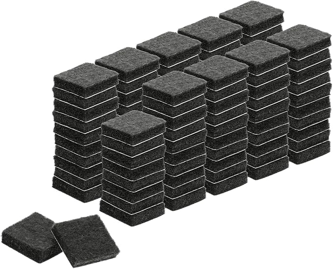 uxcell Felt Furniture Pads, 100Pcs 0.79" x 0.79" Adhesive Backed Felt Non-Slip Anti-Scratch Chair Leg Protectors for Protecting Hardwood Floor, Black
