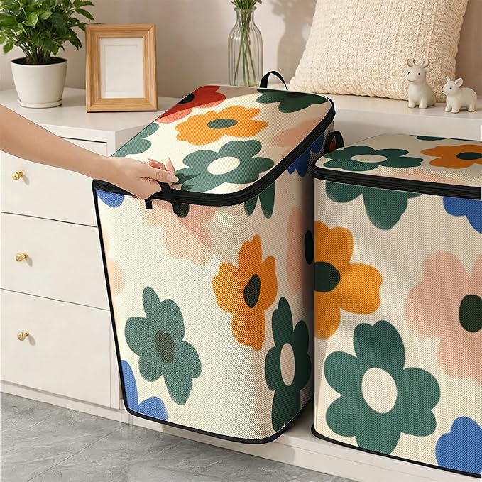2pcs closet organizers and storage under bed,clothing blanket sweater sheet bedding comforter duvet quilt pillow toy storage bags with lids,dorm room essentials for containers 95L
