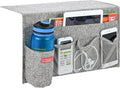Zafit Linen 5 Pockets Bedside Caddy, Bedside Storage Organizer with Water Bottle Holder for Magazine, Remotes, Phone (Grey)