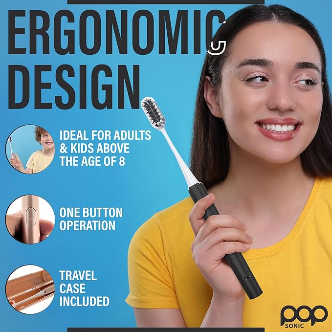 Go Plus Sonic Toothbrushes for Adults w/Electric Toothbrush Case (Black) - Electric Toothbrush for Adults & Kids - Sonic Toothbrush w/ 2 Speeds - 18000-24000 Vibrations Per Minute