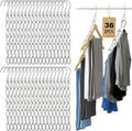 36 Pack Clothing Chain Hanger Collapsible Metal Closet Organizer Space Saving Hangers for Clothes with 7 Holes Apartment College Dorm Room Essentials,Cascading Hanger for Home,Travel,Cruise Ships,RVs