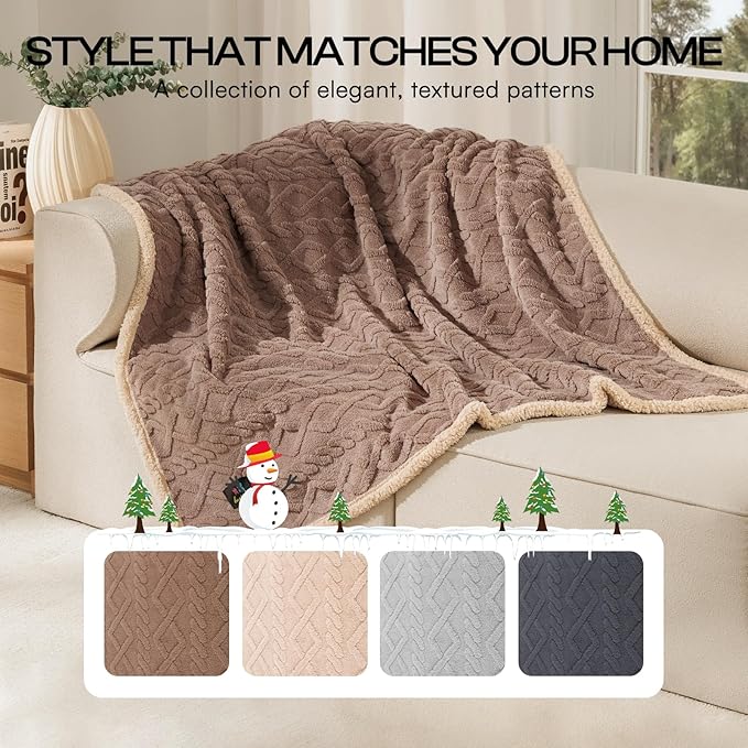 Luciphia Waterproof Pet Blanket, Liquid Pee Proof Dog Blankets for Sofa Bed Couch, Reversible Sherpa Fleece Furniture Protector Cover for Small Medium Large Dogs Cats,Khaki Medium（57" x 40"）