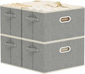 Fabric Open Storage Bins with Metal Handles, Collapsible Organizer Baskets, Foldable Cube Boxes for Shelves, Closet, Living Room, 15x9.8x9.8in, Grey, 4 Pack