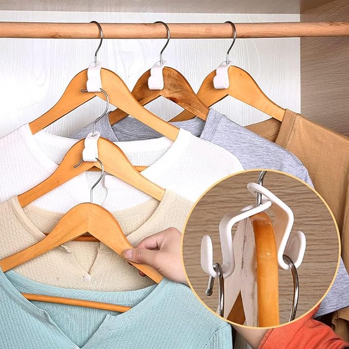 DG HOME & MORE Space Saving 40 PC Plastic Clothes Hangers with Hanger Connector Hooks, White