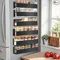 Magnetic Spice Rack Organizer for Fridge Seasoning Organizer for Kitchen storage with Screw Magnetic Shelf with Hook for Refrigerator and Oven (6pack-Black)