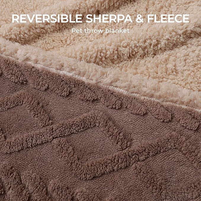 Luciphia Waterproof Pet Blanket, Liquid Pee Proof Dog Blankets for Sofa Bed Couch, Reversible Sherpa Fleece Furniture Protector Cover for Small Medium Large Dogs Cats,Khaki Medium（57" x 40"）