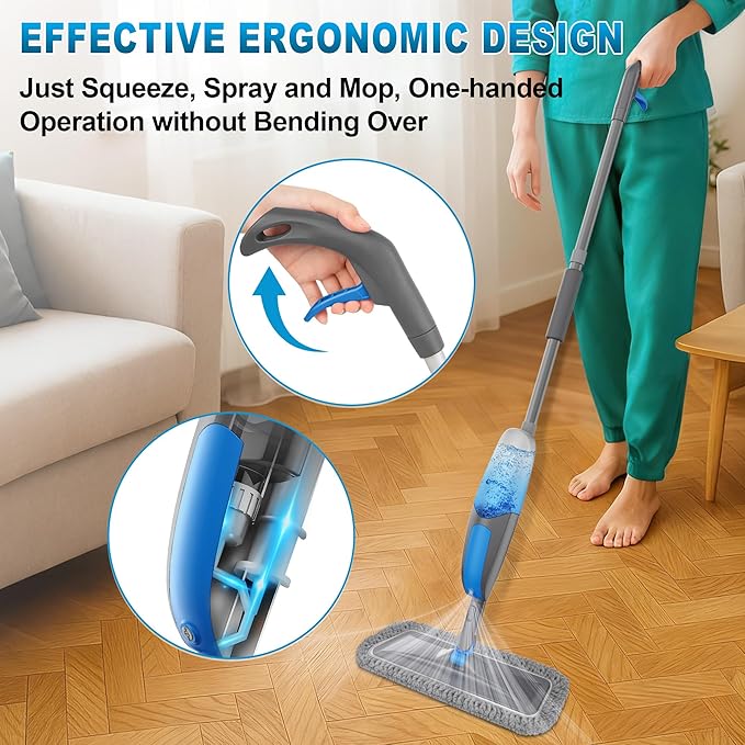 Spray Mops for Floor Cleaning - Microfiber Wet Dry Dust Mop for Hardwood Laminate Wood Tile Vinyl Floors with 3 Washable Pads fit for Swiffer PowerMop