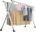 Lrjyxq 63 Inches Heavy - Duty Stainless Steel Folding Clothes Drying Rack Clothing Indoor Outdoor Anti-Rust 20 Windproof Hooks Portable & Foldable Laundry Rack (63'')