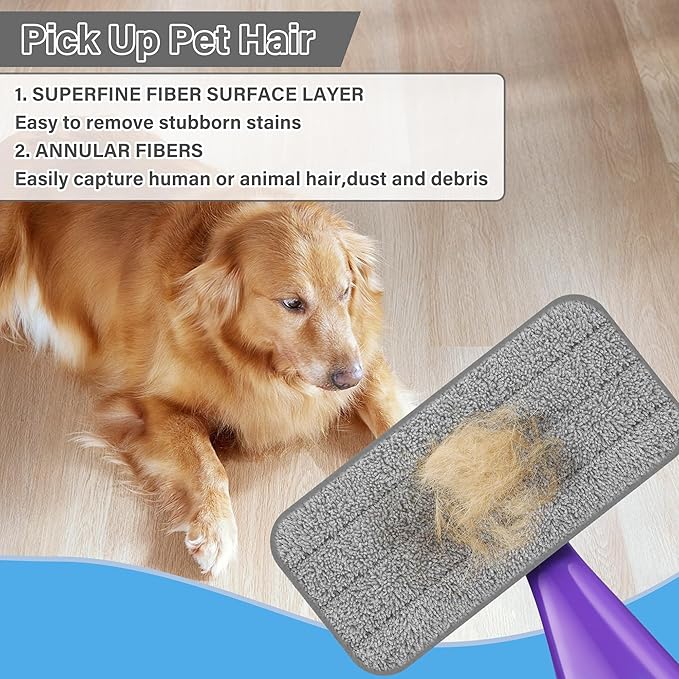 Reusable Mop Pads for Swiffer WetJet, Wet Pads Refills for 12'' Spray Mop, Microfiber Refill Machine Washable Up to 100+ Floor Cleaning for All Kinds of Floor Types, 7 Pack