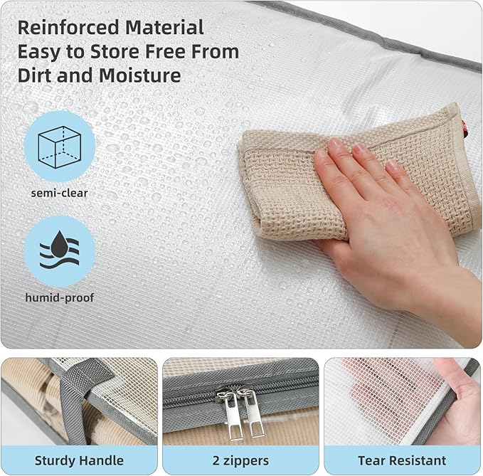 6 Pack Under Bed Storage Containers, Waterproof Material Plastic Underbed Storage Bins, Blanket/Clothes Storage Bags with Lid, Bedding Comforter/Sheet/Closet Organizer and Storage