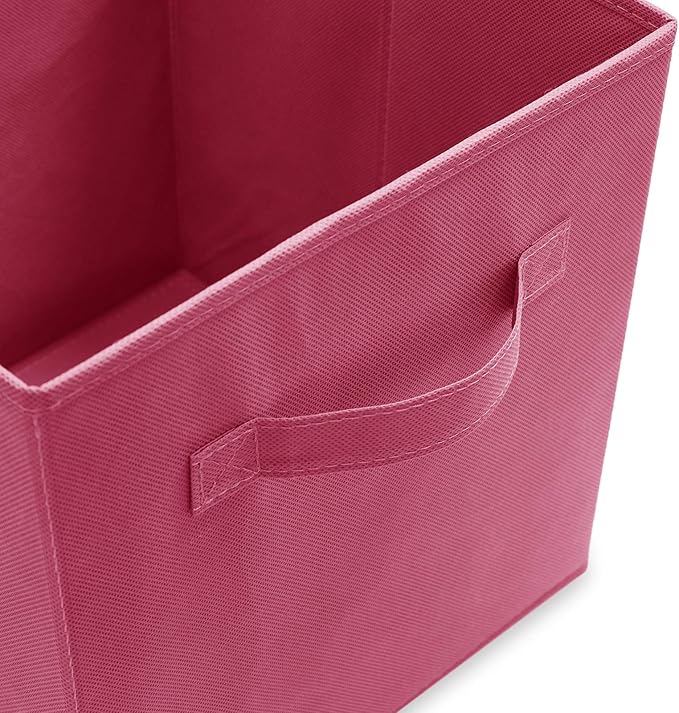 Casafield Set of 6 Collapsible Fabric Cube Storage Bins, Hot Pink - 11" Foldable Cloth Baskets for Shelves, Cubby Organizers & More