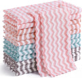 Homaxy 12 Pack Kitchen Dish Cloths, Ultra Soft and Absorbent Dish Towels, Reusable Fast Drying Microfiber Cleaning Cloth, Wave Coral Velvet No-lint Cleaning Rags, 10 x 10 inches, Multicolor