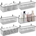 Wetheny Black Wire Hanging Storage Basket (6 Pack- Metal Toilet Paper Storage Basket - Wire Baskets for Organizing Garage,Kitchen,Bathroom,Drawer