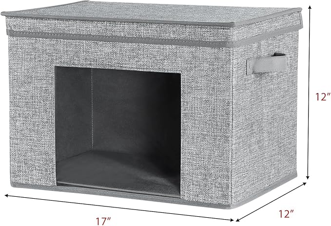Univivi Fabric Foldable Storage Boxes Large Storage Bins with Lids [4-Pack] Collapsible Storage Cubes, Closet Organizers and Storage Cubes for Home, Bedroom, Closet (Grey, 17“ x 12” x 12")