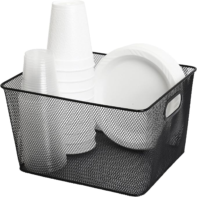 YBM Home Wire Mesh Kitchen Storage Basket Organizer for Organizing Household Pantry and Kitchen Cabinets - Multipurpose Wire Storage Baskets for Home, Dorm Room, Garage, Black - 6 Pack
