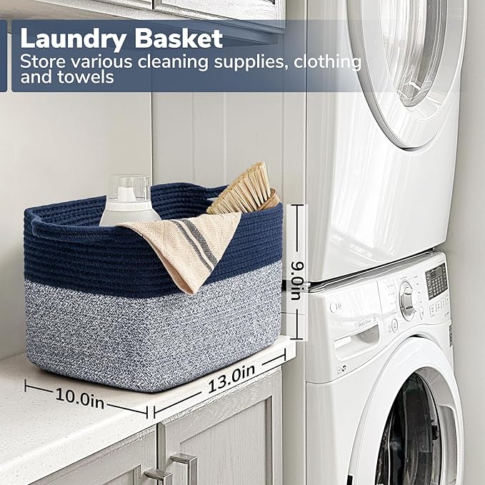 Goodpick Cube Storage Bins - Shelf Baskets for Towel Book Clothes, Closet Storage Bins for Office Woven Toy Basket for Shelves Baby Laundry Basket, 13''x10''x 9''
