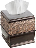 Creative Scents Dublin Brown Tissue Box Cover Square - Decorative Tissue Holder for Bathroom - Beautiful Brown Tissue Box Holder Vessel for Elegant Bathroom, Bedroom, Office Decor (Dublin Style)