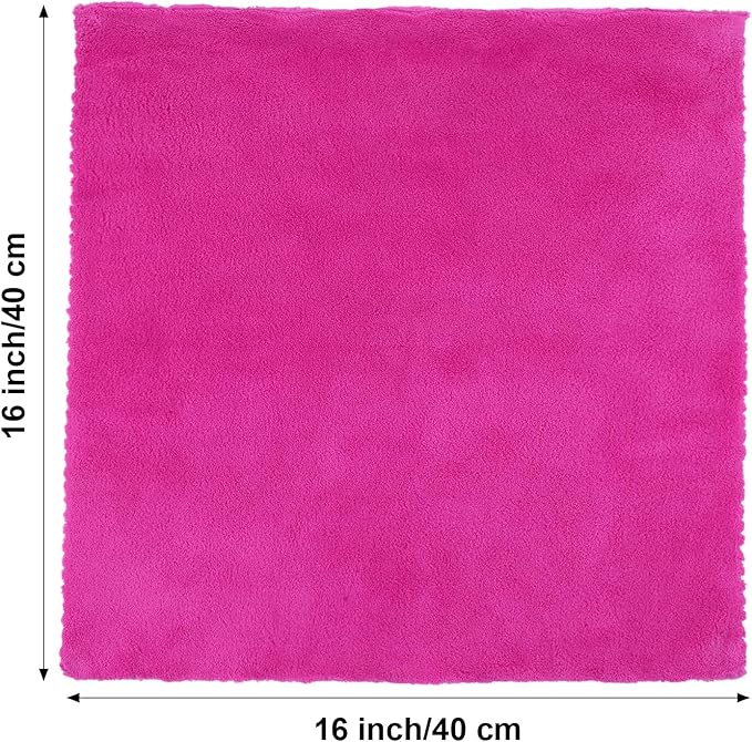 Shimeyao 30 Pcs 16 x 16 Inch Edgeless Microfiber Plush Towels for Cars Detailing Drying Wash Polishing Absorbent Cleaning Cloths, 500 GSM (Fuchsia, 30 Pcs)