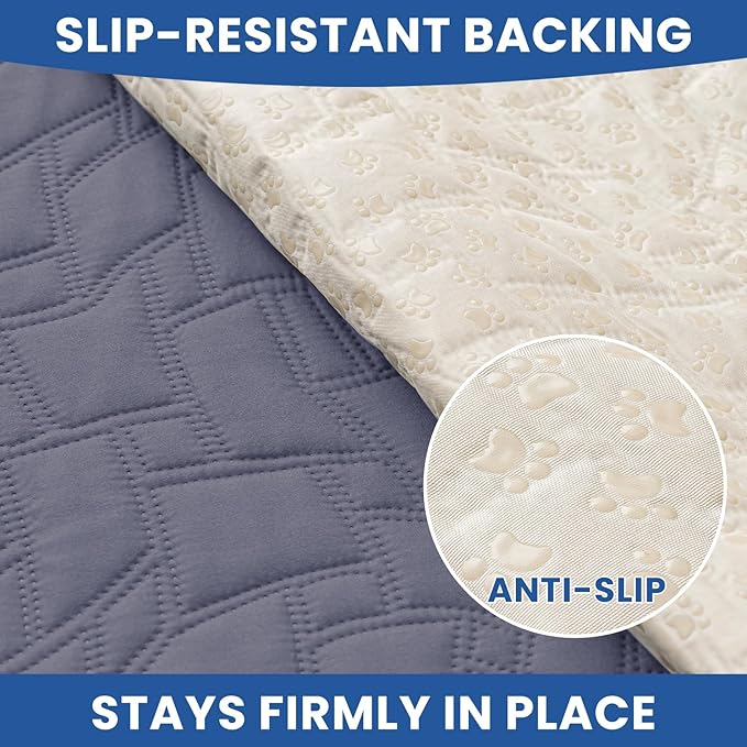 Waterproof Dog Blanket, Non-Slip Soft Pet Bed Cover, Couch Cover for Dogs Washable, Protects Sofa, Furniture, Crate, Car, Tear Resistant Leakproof Pet Blanket (82x82 Inch, Grey Blue)