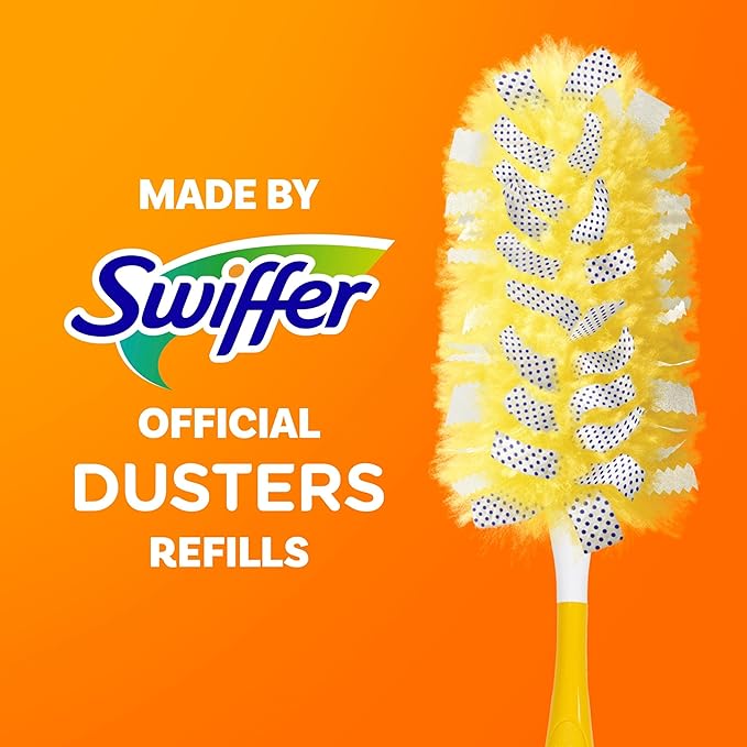 Swiffer Dusters Refill for Cleaning, Feather & Microfiber Duster Disposable Alternative, for Dusting Furniture, Blinds, Ceiling Fans, Walls, Helps Remove Allergens, Heavy Duty, Unscented, 11ct