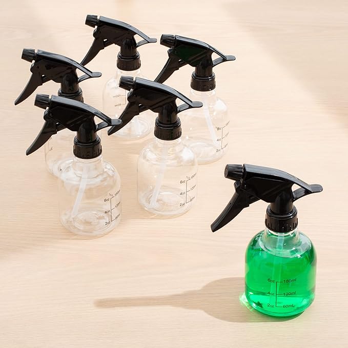 Youngever 6 Pack Empty Plastic Spray Bottles, Spray Bottles for Hair and Cleaning Solutions (8 Ounce)