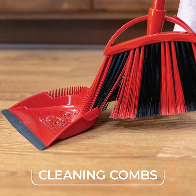 O-Cedar Sweep Broom with Step-On Dustpan | Remove 99% with One Sweep | Lightweight Quiet Cleaning Tool | Ideal for Pet Owners