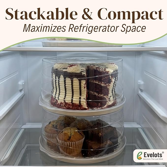 Evelots 12-Inch Airtight Cake Container with Lid - Portable Carrier for Pies, Cakes, Cupcakes & More - BPA-Free Clear Plastic - Secure & Easy Transport