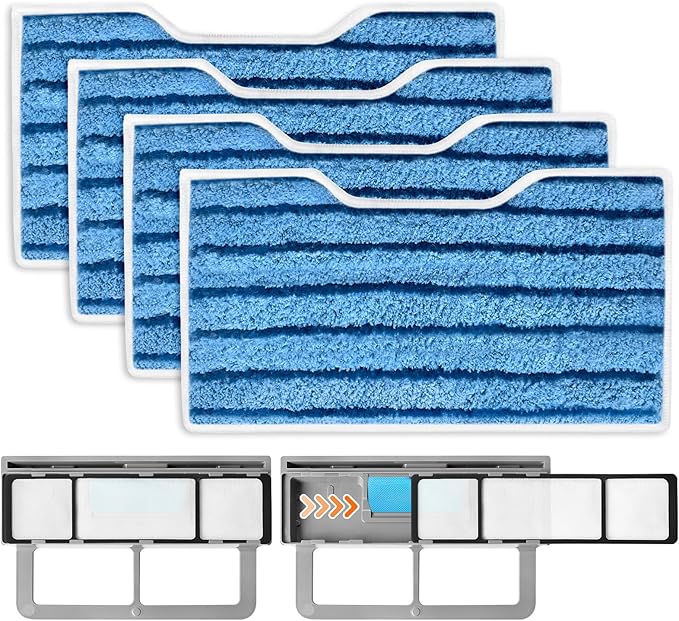Reusable Replacement Pads Compatible with Shark Vac Pad VM252 VM251 VM200 VM200C VM190 VM252C QM250 VM250 VC205 Vacuum Mops Vacuum Mop Refills Upgraded Design of Dirt Chamber, 1+2+4 Pack