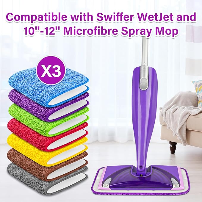 Reusable Mop Pads for Swiffer WetJet, Wet Pads Refills for 12'' Spray Mop, Microfiber Refill Machine Washable Up to 100+ Floor Cleaning for All Kinds of Floor Types, 21 Pack