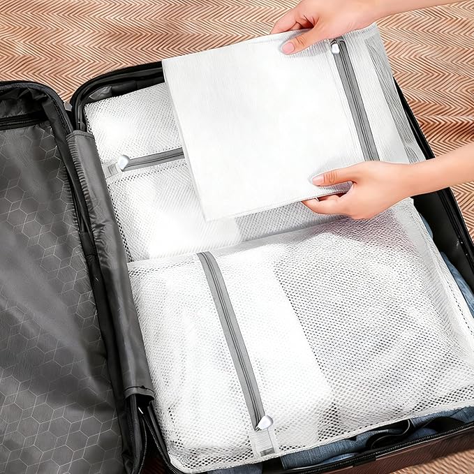 3Pcs Heavy Duty Fine Mesh Laundry Bags - Extra Durable Thick Soft Mesh for Delicates, Protect Clothes in Washing Machine, 1 Large/1 Medium/1 Small, Laundry Room Essentials for College Dorm & Home Use