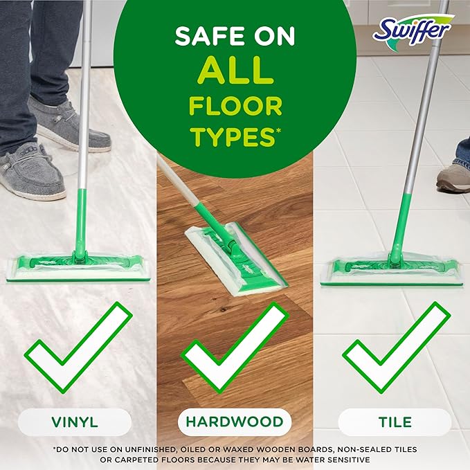 Swiffer Sweeper Wet Mopping Cloths, Multi-Surface Floor Cleaner with Gain Original Scent, 24 Count