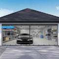 Sliding Garage Door Screen 16x8FT for 2 Car Garage Doors, Magnetic Garage Screen Door with Track Closure, Thicker 265g/㎡ Mesh, 16x8Ft Retractable Garage Door Screen(Patent has Been published)
