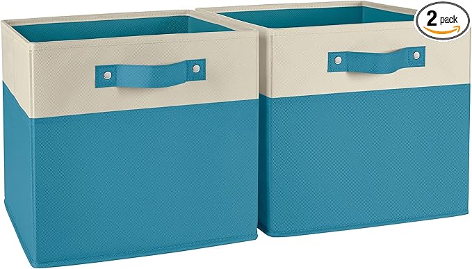 RiverRidge Kids storage bins - 10.5 Cube Storage Organizer with Handles - Turquoise Two-Tone closet organizers and storage for Toys, Shoes & More – Fits RiverRidge Cabinets