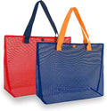 2Pack Large lightweight Simple Mesh Beach Tote Bag With snap Button Reusable Pool Bag for Outdoor Travel Shopping Gym