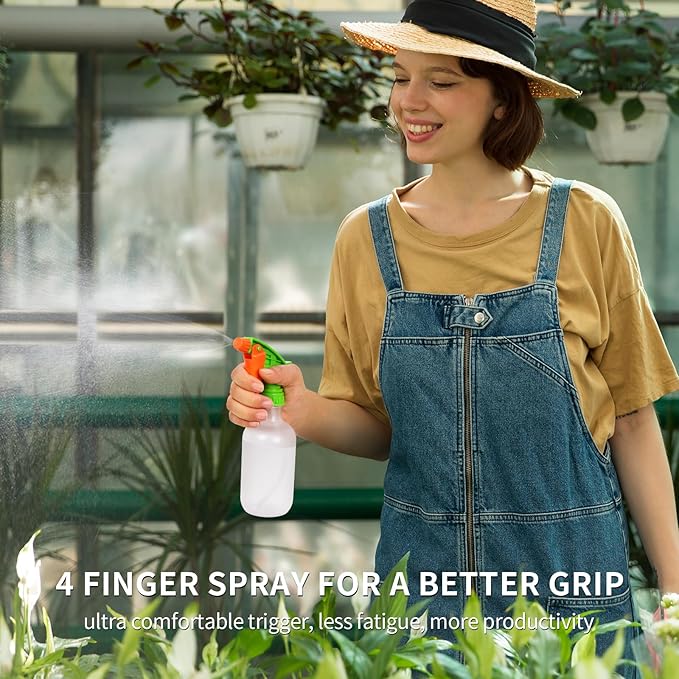 Cleaning Spray Bottles for Plants Misters Inside, 2 Pack 10 oz Squirt, Water Spray Bottle Mist Sprayer, No Leak Hair Mister Empty with Adjustable Nozzle (White Orange)